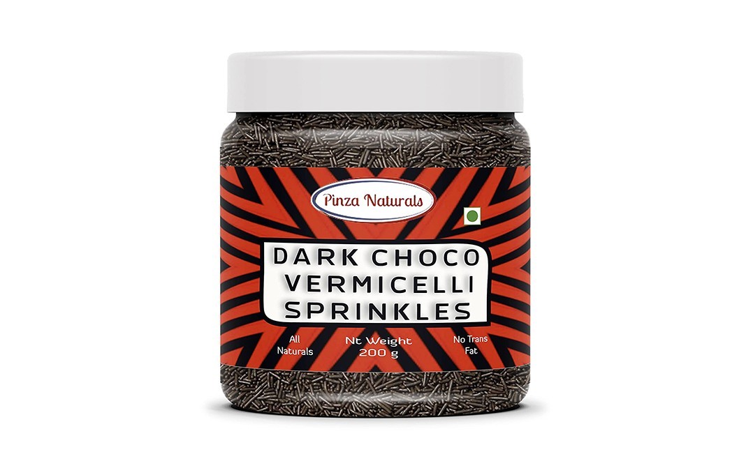 Pinza Naturals Dark Choco Vermicelli Sprinkles   Plastic Jar  200 grams